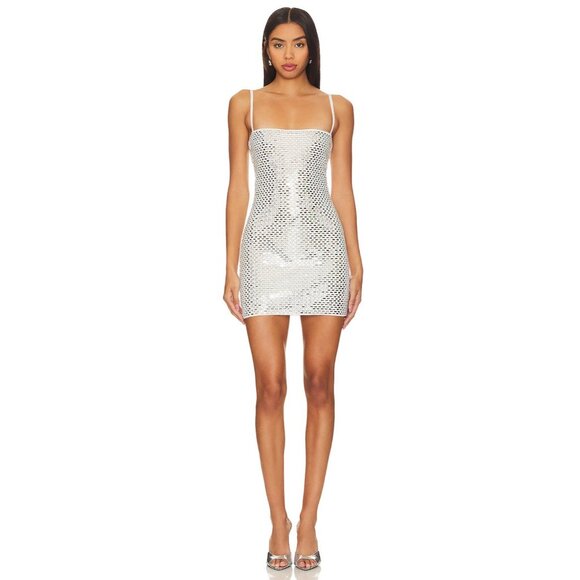 retrofete Avanya Knit MIrror Mini Dress White Womens Size Medium - Picture 3 of 15